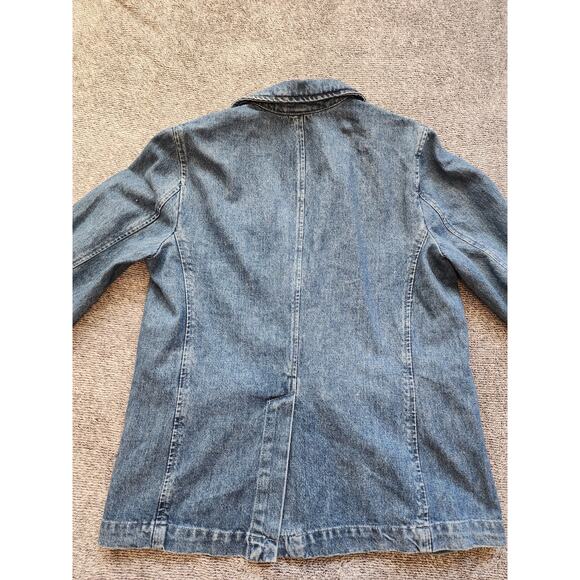 GAP Women's Medium Petite 100% Cotton Denim Blazer - Picture 2 of 6